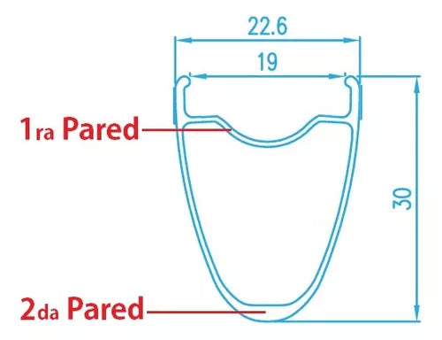 Llanta Aro 27,5 Aluminio Doble Pared 30mm Perfil, 36h