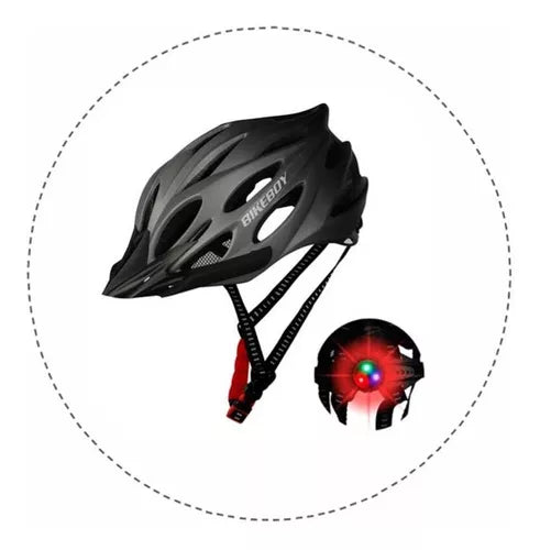 Casco Adulto Bikeboy Bicicleta Con Luz Trasera Gris