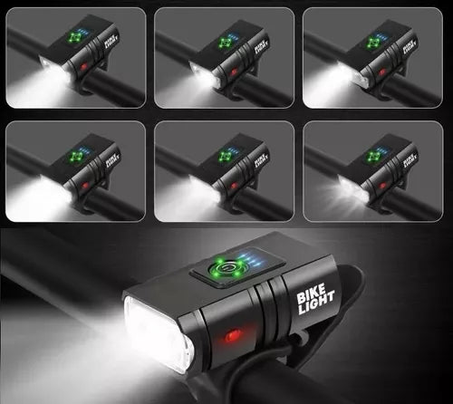 Luz Led Delantera Para Bicicleta Recargable Usb 1000 Lúmenes Color Negro